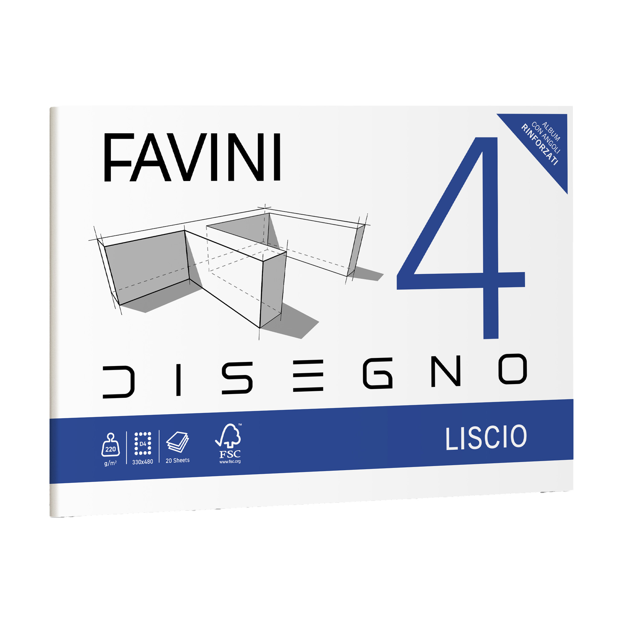 Album Favini 4 - 33 x 48 cm - 220 gr - 20 fogli - liscio - Favini