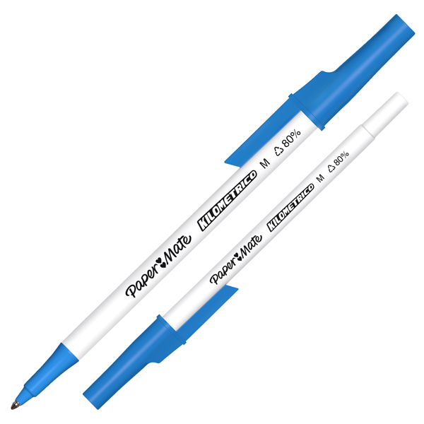 Penna sfera - cappuccio - Kilometrico Recycled - punta 1,0 mm - blu - Papermate