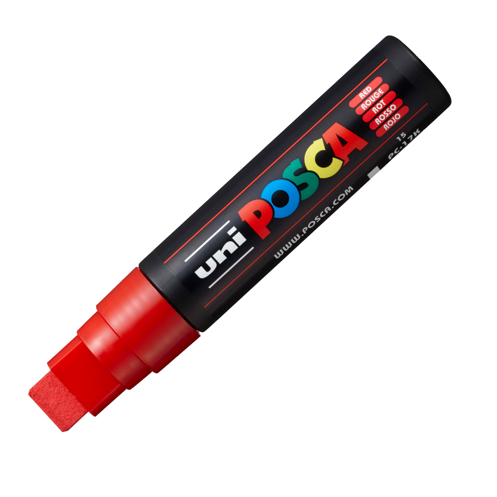 Marcatore a base d'acqua Uni Posca PC17K - punta extra large a scalpello 15,0mm  - rosso - Uni Mitsubishi
