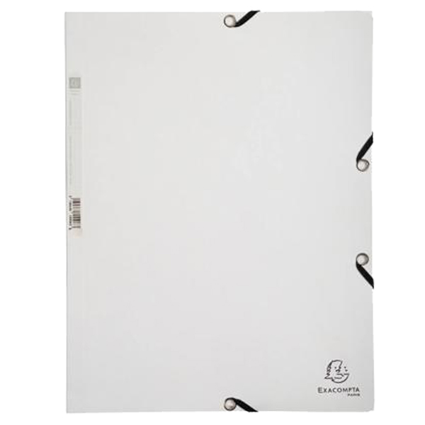 Cartella 3 lembi - con elastici - A4 - cartoncino lustré - 400g/mq - bianco - Exacompta