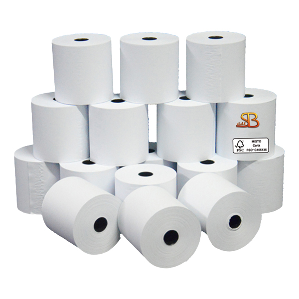 Rotolo registratore cassa - 57,5 mm x 20 m - 60 gr - diametro esterno 50 mm - anima 12 mm - carta pura cellulosa - Sabacart - blister 10 pezzi