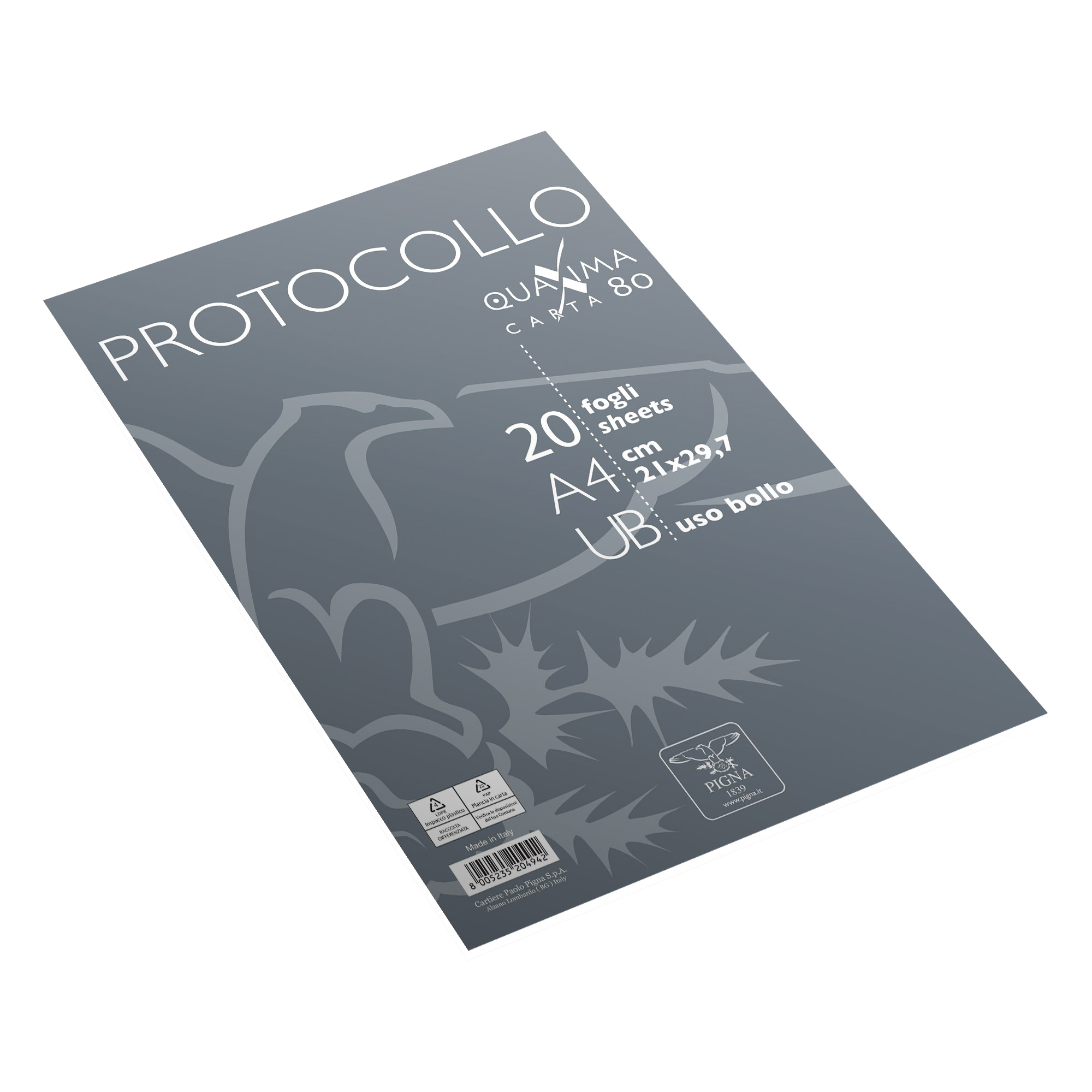 Fogli protocollo - A4 - uso bollo - 80 gr - Pigna - conf. 20 pezzi
