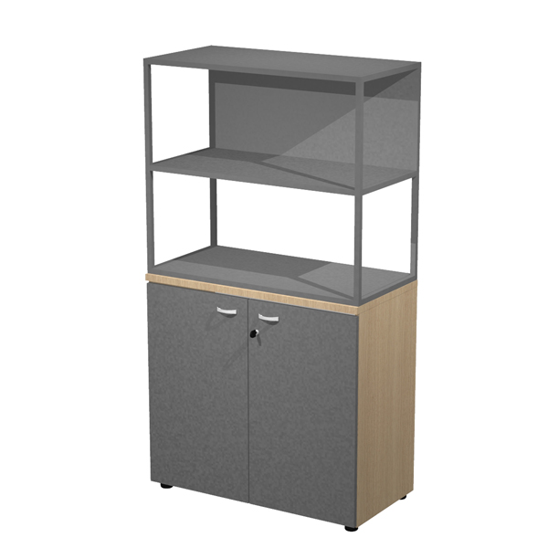 Libreria media metal + armadio basso Essence - 90 x 46 x 165 cm - Rovere/antracite/antracite/antracite