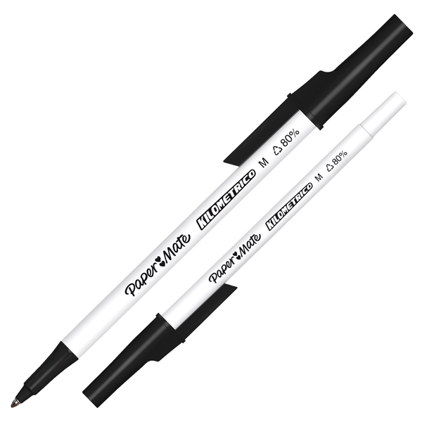 Penna sfera - cappuccio - Kilometrico Recycled - punta 1,0 mm - nero - Papermate