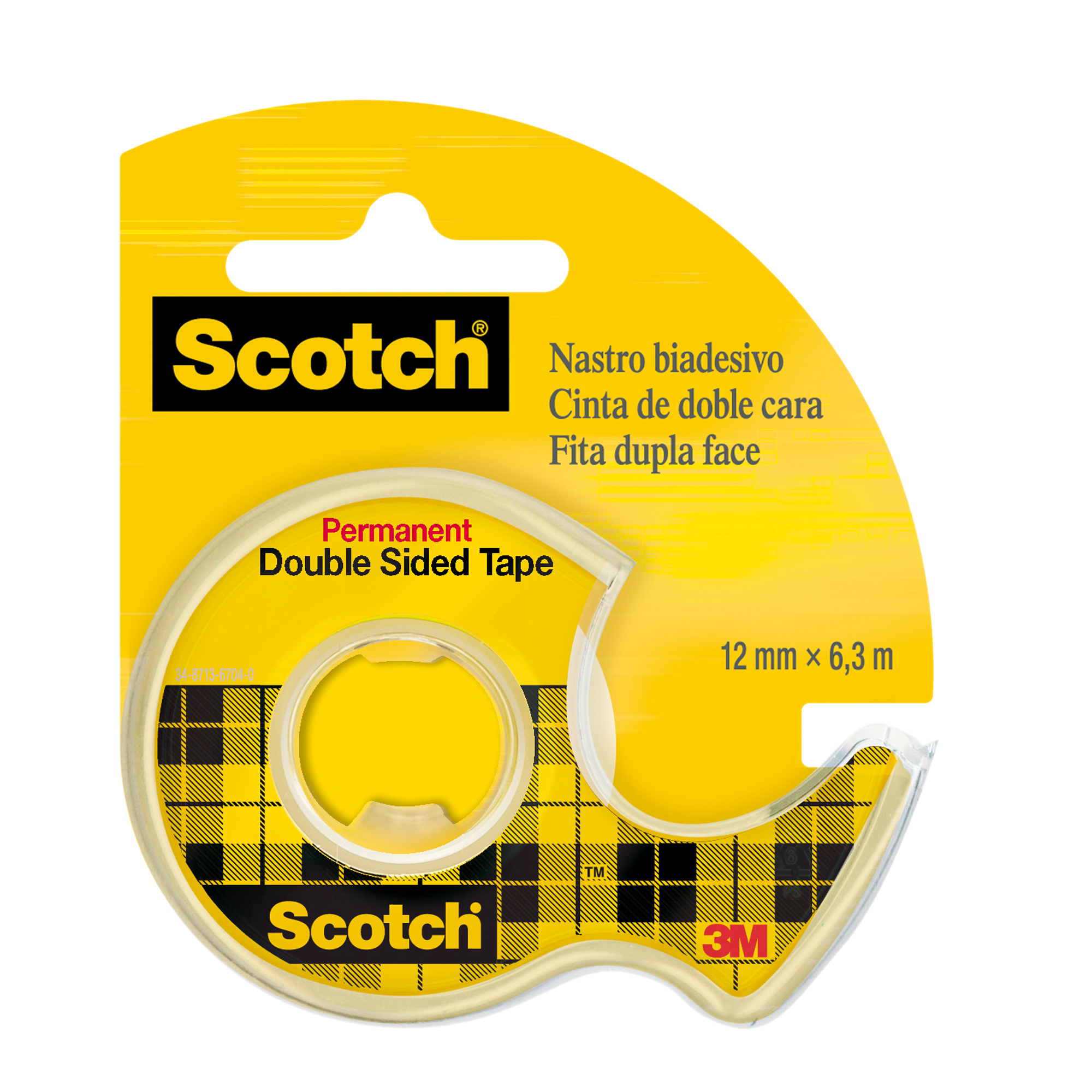 Nastro biadesivo in chiocciola 665 - 12 mm x 6,3 m - acrilico - trasparente - Scotch