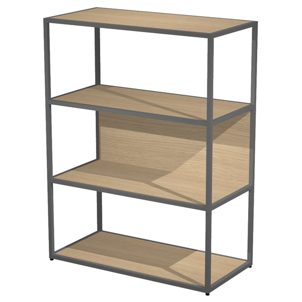 Libreria media a giorno Essence - 90 x 44 x 119 cm - Rovere/antracite