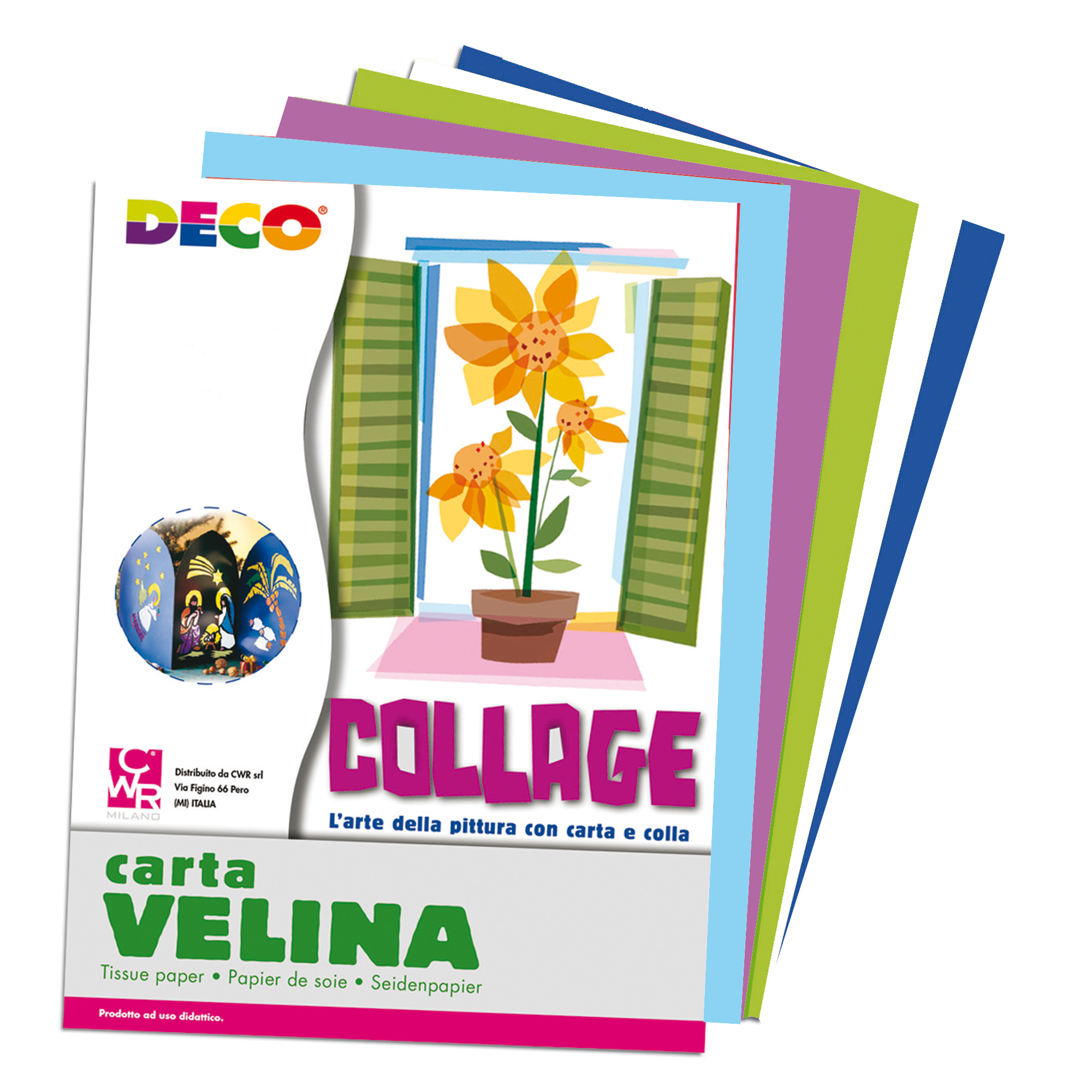 Carta velina - 50 x 76 cm - 20 gr - 5 colori freddi - Deco - busta 25 fogli