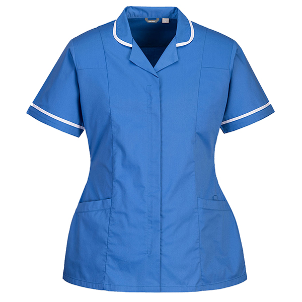 Camice da donna - maniche corte - elasticizzato - taglia M - azzurro - Portwest
