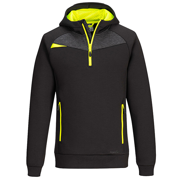 Felpa DX467 a mezza zip - con cappuccio - taglia L - nero - Portwest