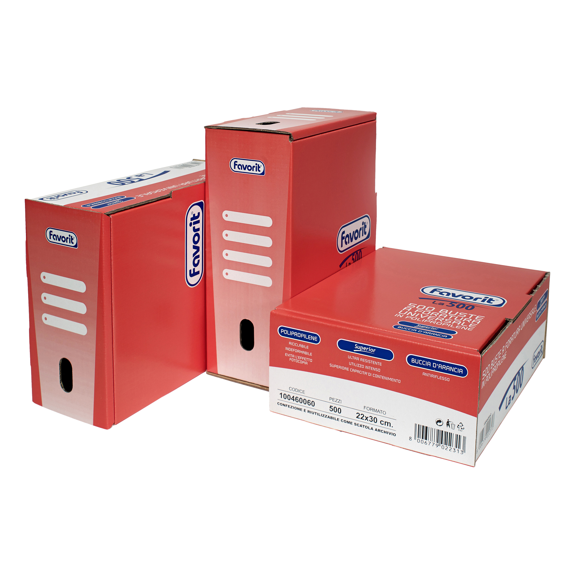 Buste forate La 500 - Superior - buccia - 22 x 30 cm - trasparente - Favorit - conf. 500 pezzi