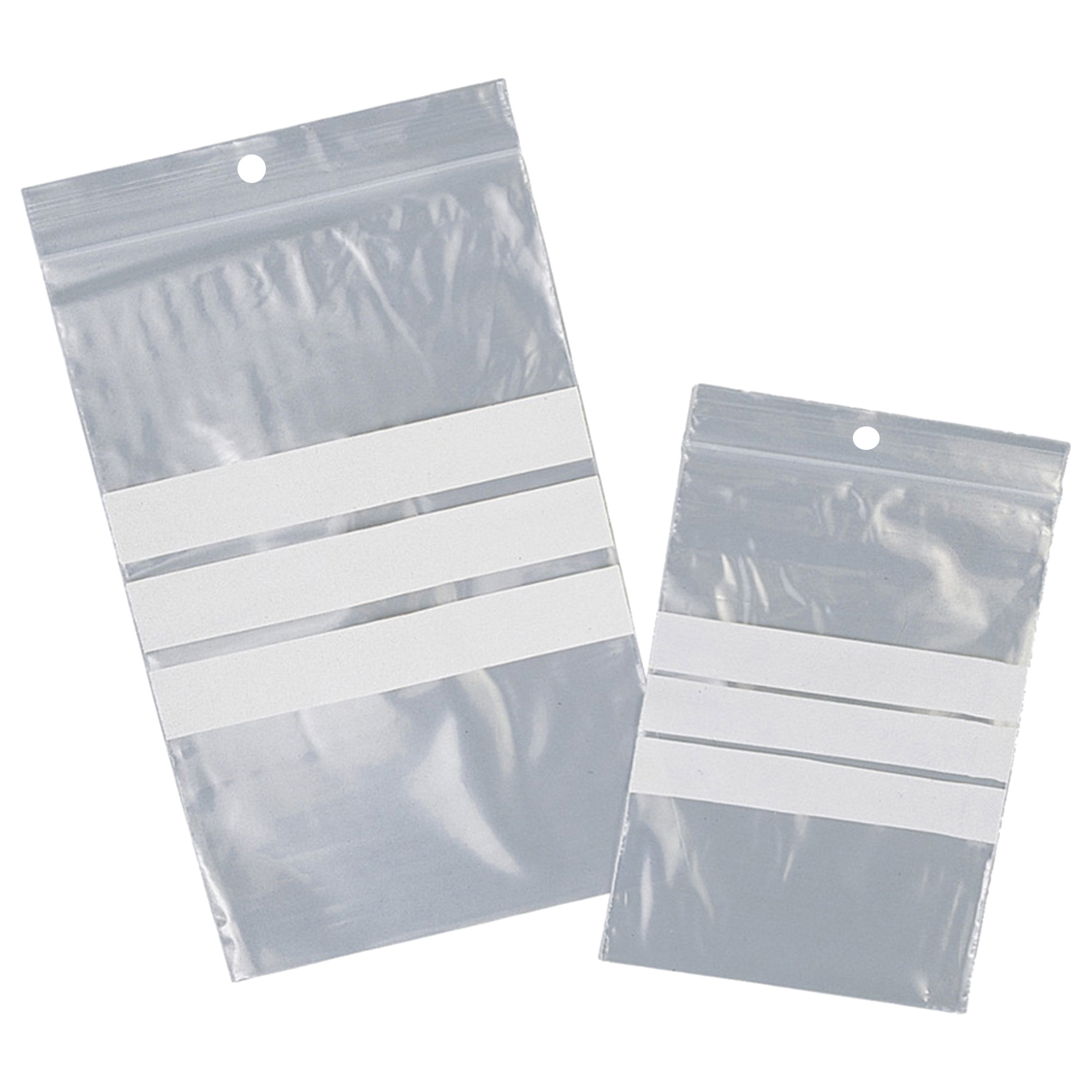 Sacchetti zip - con bande scrivibili e foro - 8 x 12 cm - 50 micron - PE - Viva - conf. 100 pezzi