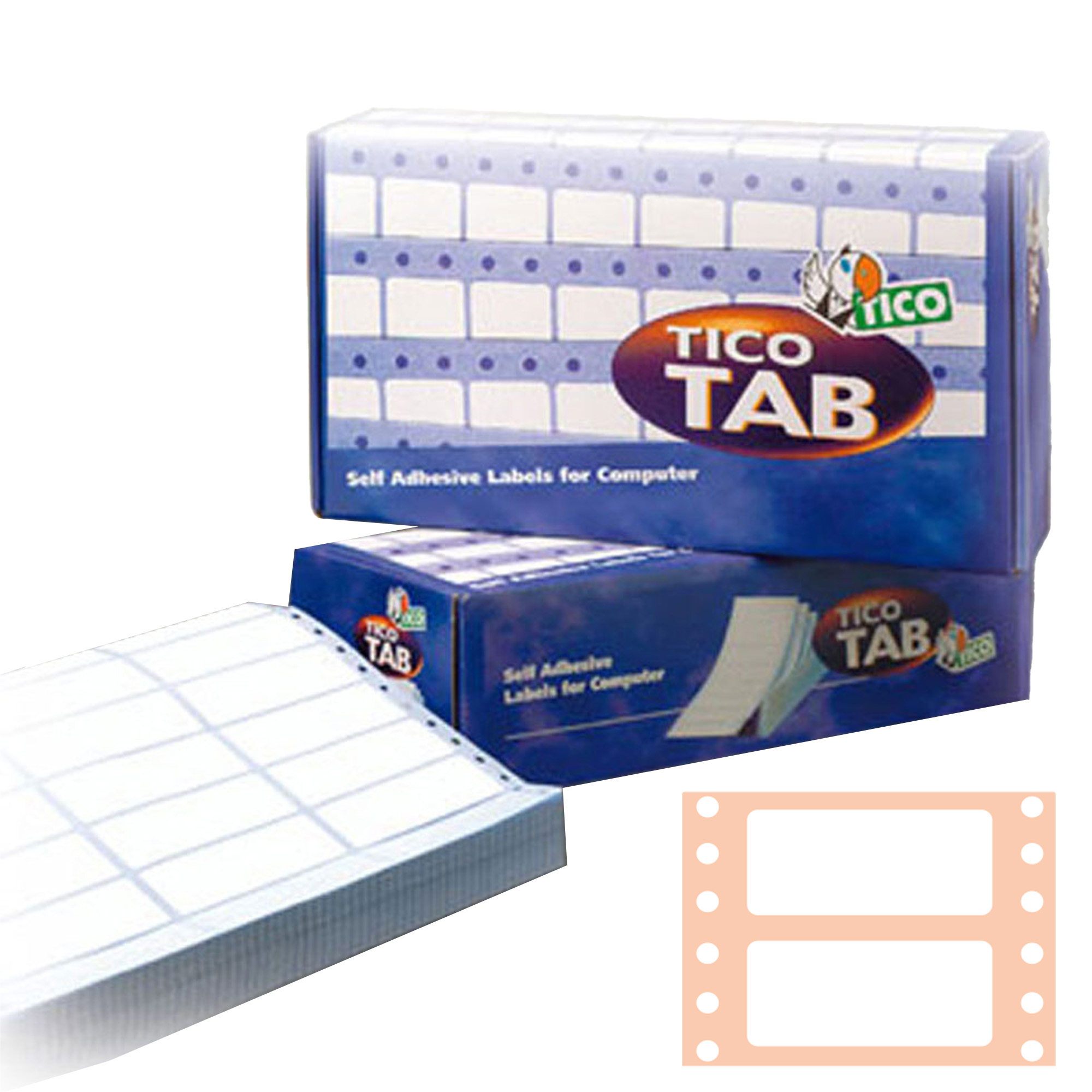 Etichette adesive a modulo continuo TAB 1 - in carta - corsia singola - permanenti - 72 x 23,5 mm - 12 et/fg - 500 fogli - bianco - Tico