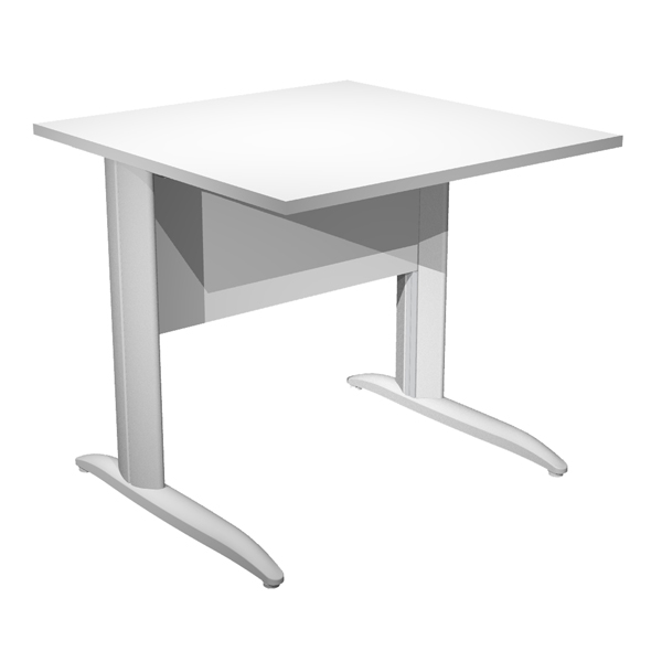 Scrivania lineare Easy - 80 x 80 x 72 cm - Bianco/grigio alluminio