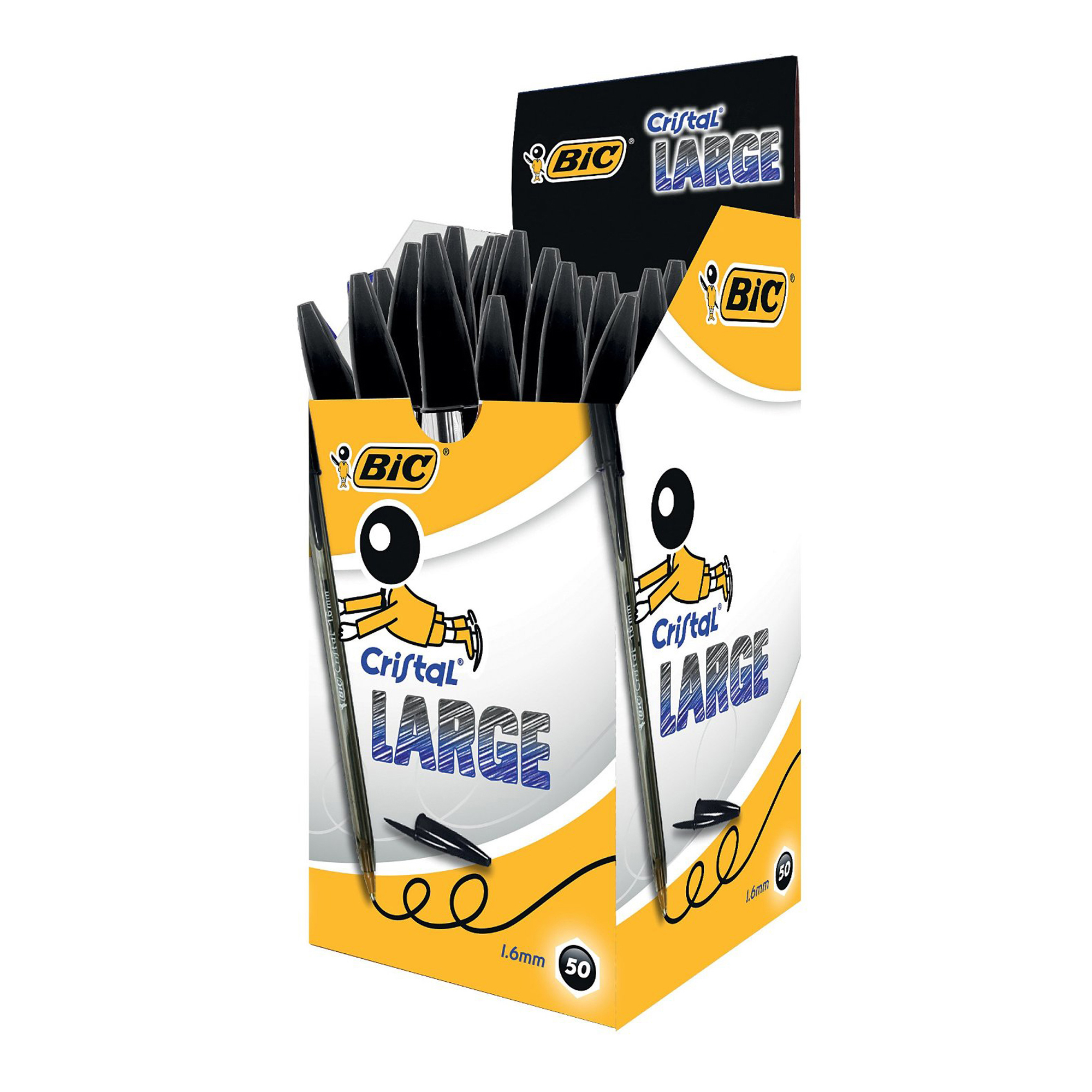 Penna sfera Cristal Large - punta 1,6 mm - nero - Bic - conf. 50 pezzi