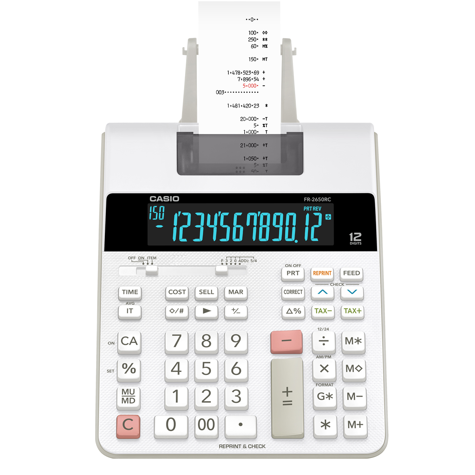 Calcolatrice scrivente FR-2650RC - 12 cifre - 31,3 x 19,5 x 6,47 cm - bianco - Casio