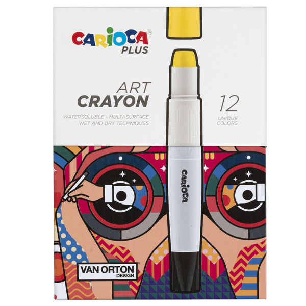 Pastello a cera Art Crayon - Ø 10 mm x 138 mm - colori assortiti - Carioca Plus - conf. 12 pezzi