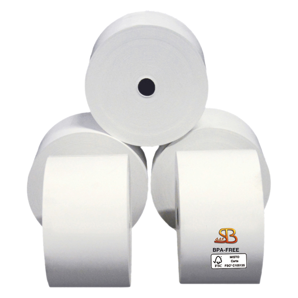 Rotolo per distributore self service - 57 mm x 85 m - 70 gr - diametro esterno 87 mm - anima 12 mm - carta termica BPA free - Sabacart