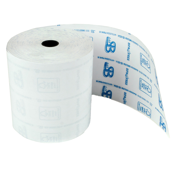 Rotolo registratore cassa - 57,5 mm x 35 m - 55 gr - diametro esterno 52 mm - anima 12 mm - carta termica BPA free - Sabacart - blister 10 pezzi