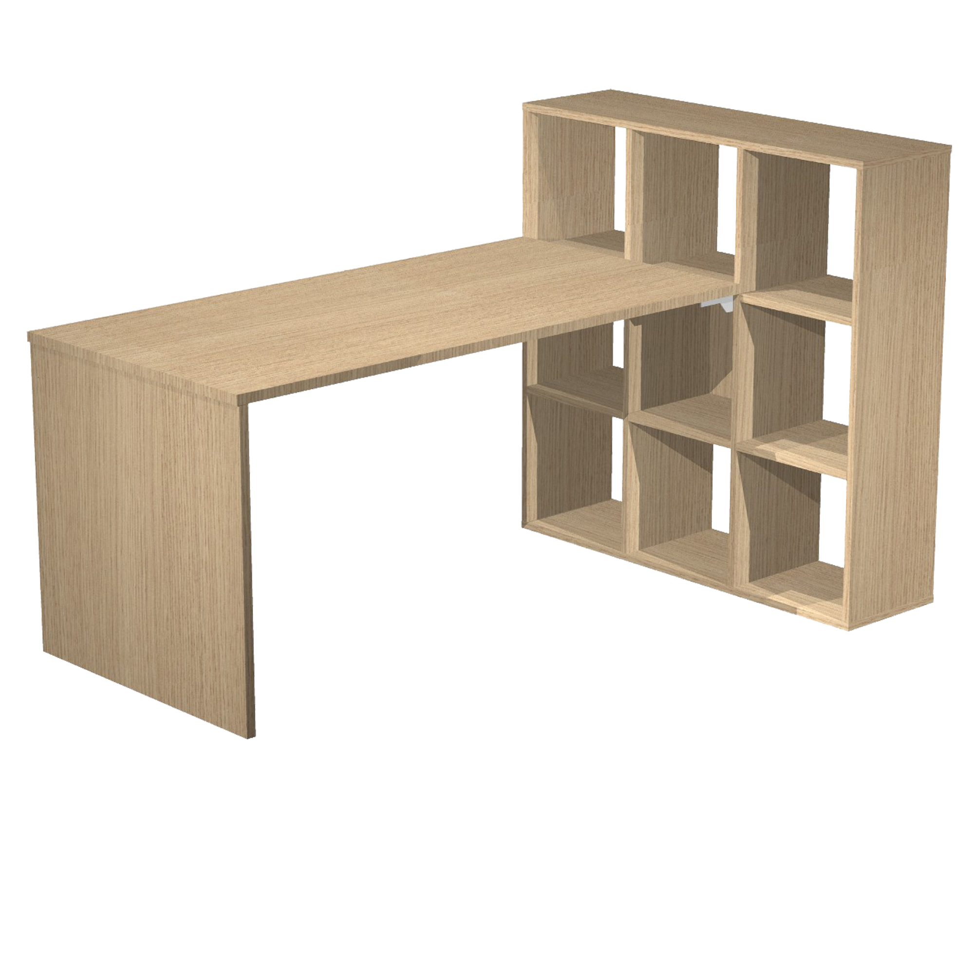 Postazione Home-Office - 9 caselle - 169 x 104 x 104 cm - rovere