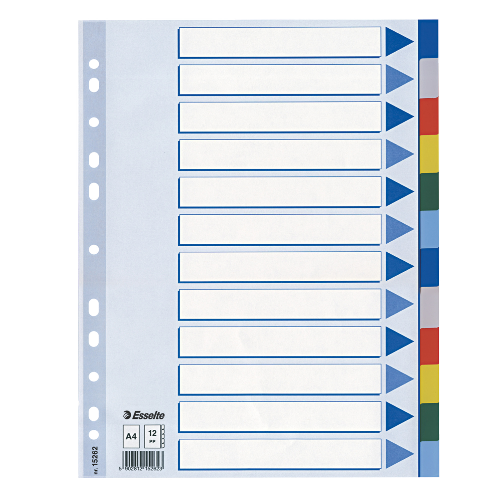 Separatore - 12 tasti colorati - PP - A4 - multicolore - Esselte