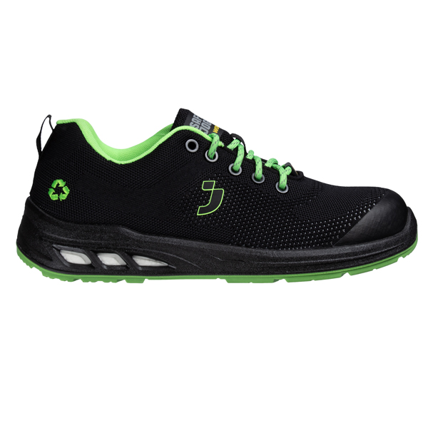 Calzatura bassa da lavoro Ecofitz S1P LOW - numero 37 - maglia riciclata - nero/verde - Safety Jogger