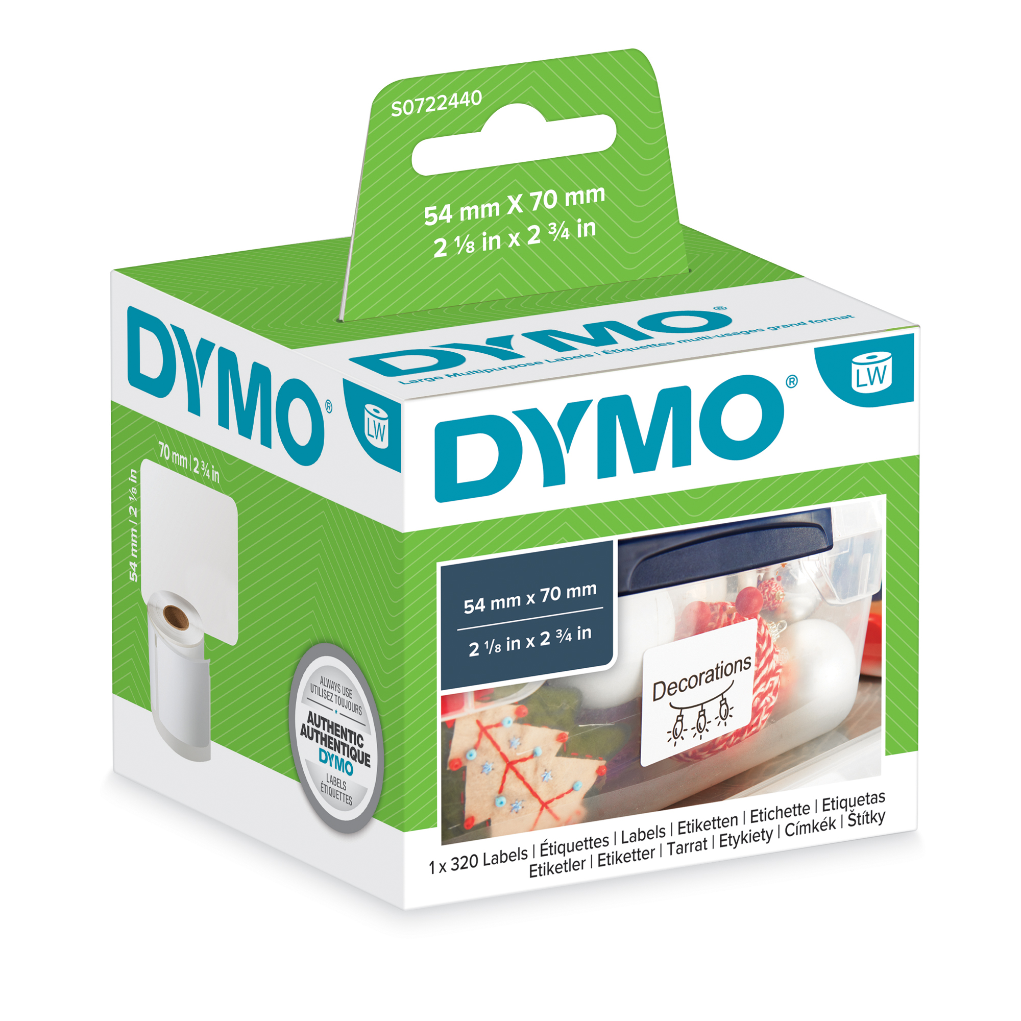 Rotolo 320 etichette LW 990150 - 54 x 70 mm - carta - multiuso - bianco - Dymo
