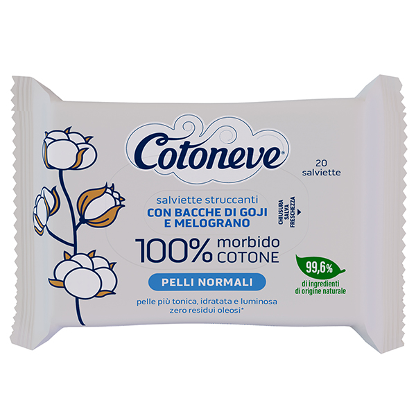 Salvietta struccante - pelli normali - cotone - Cotoneve - conf. 20 pezzi